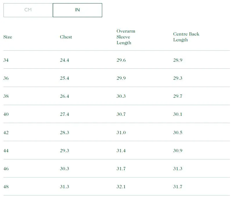 size guide of drake's waxed coverall jacket